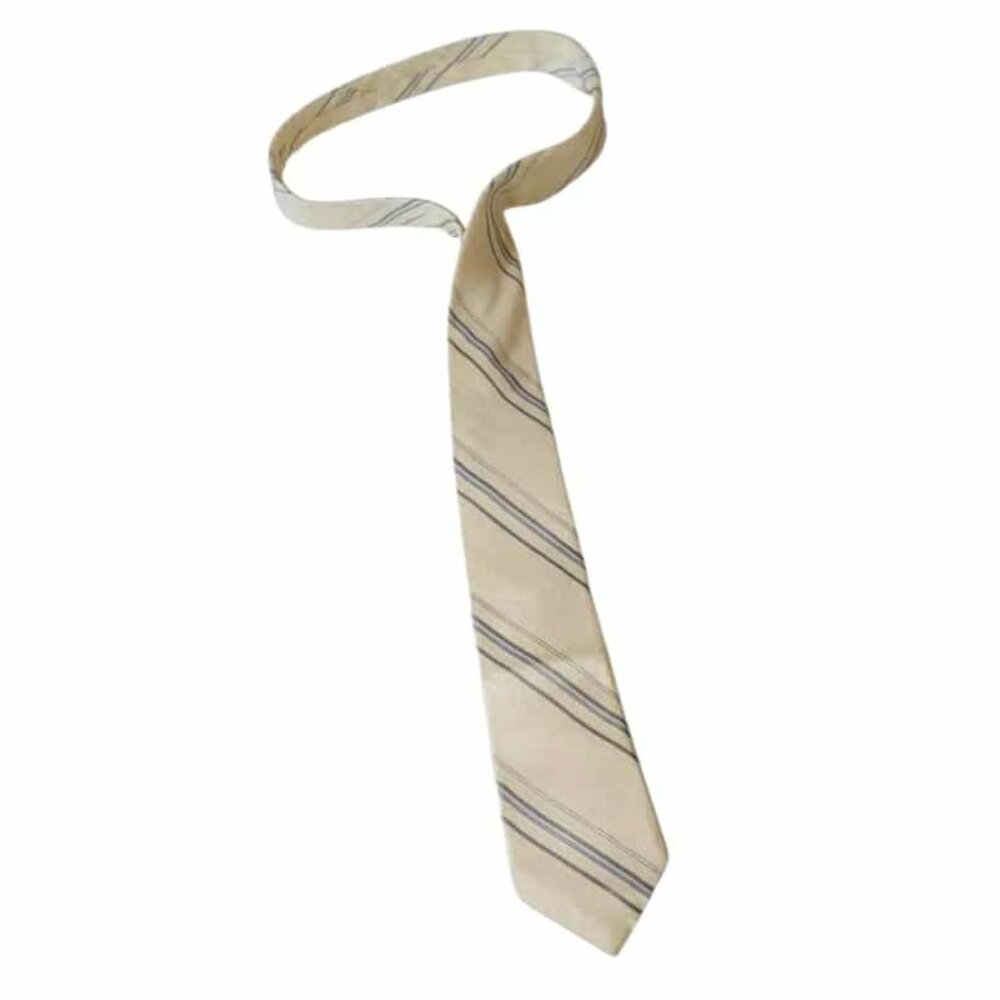 Vintage Oscar De La Renta Silk Necktie Yellow Striped Quiet Luxury Retro